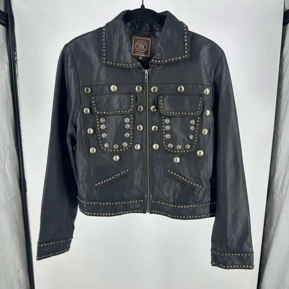 Double D Ranch Studded Lambskin Leather Jacket Size Medium